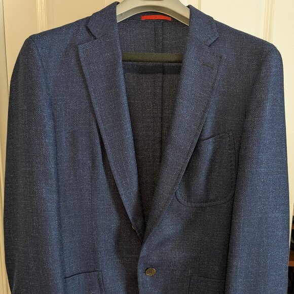 LNWOT Current Isaia Napoli Blue Linen Blend Sport Coat Jacket Patch Pocket US40 - Picture 1 of 7